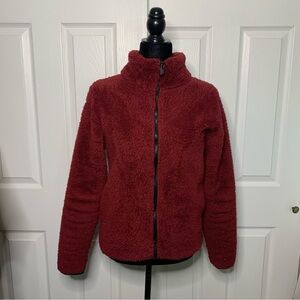 Maroon Fuzzy Sherpa Full-Zip Jacket
